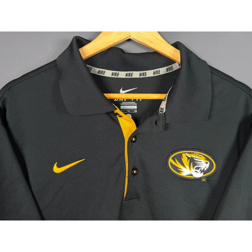 Nike Dri-FIT Missouri Tigers Mizzou Polo Shirt Mens XL Black Gold